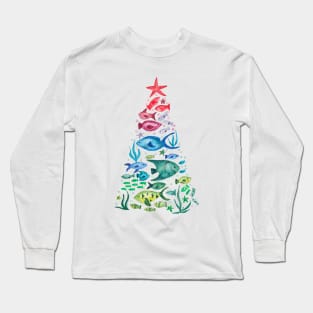 Ocean Life Christmas Tree Long Sleeve T-Shirt